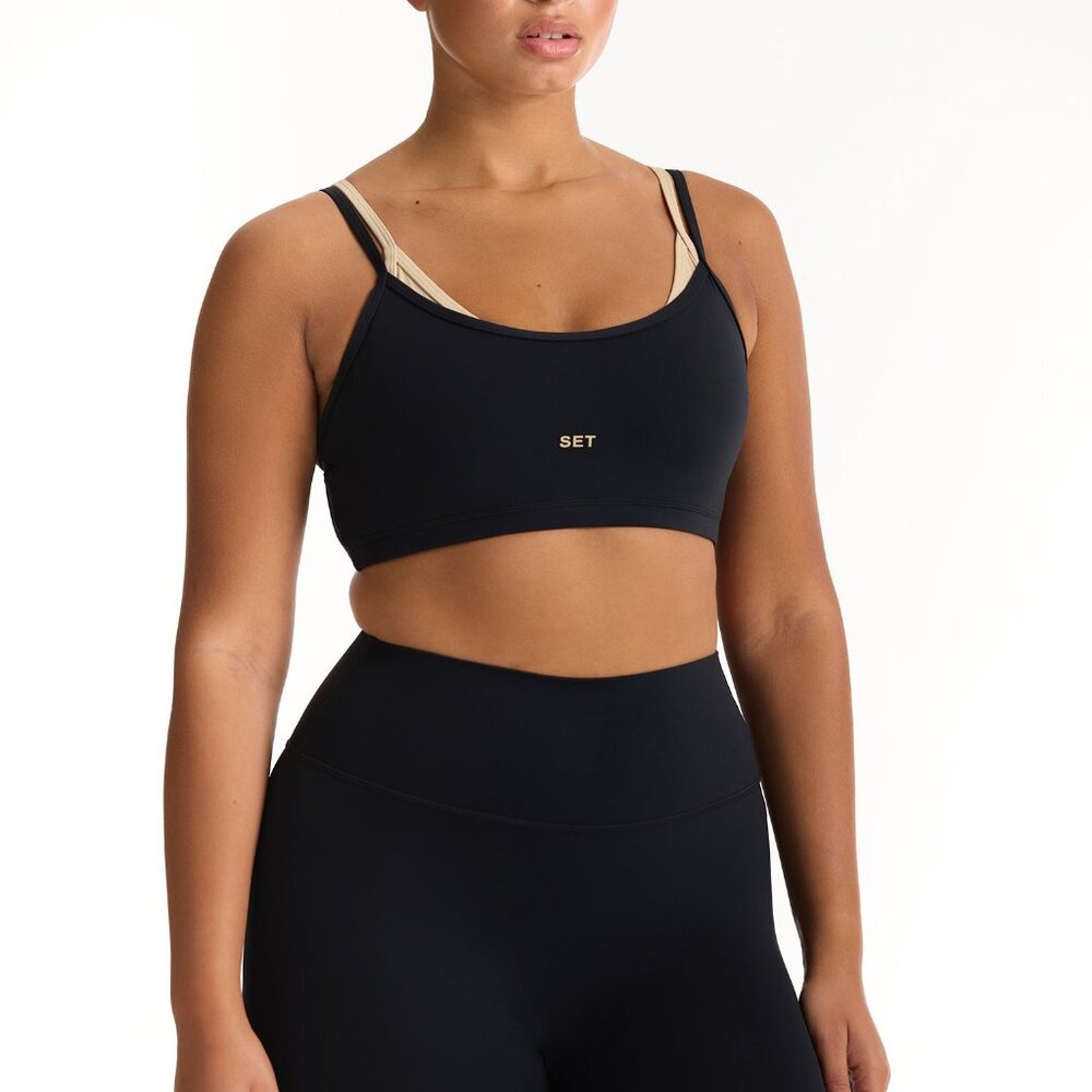 SET Active AIRLUXE BREATHE LAYERED MOVE BRA - MARLIN Size MMarlin / M